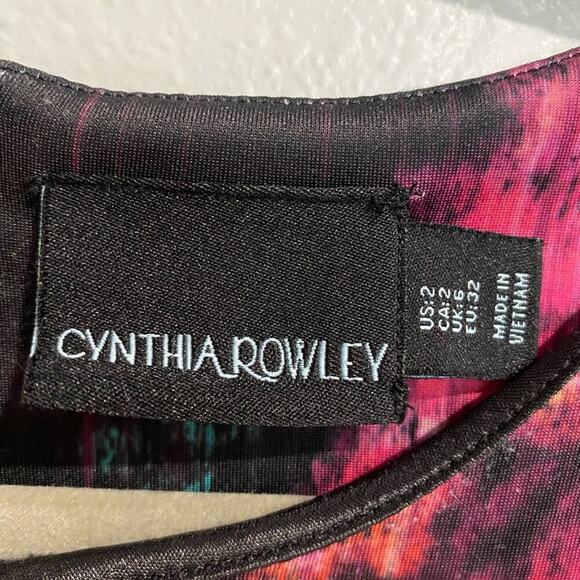Cynthia Rowley Watercolor Floral Fit Flare Dress Sz 2 - Picture 3 of 9